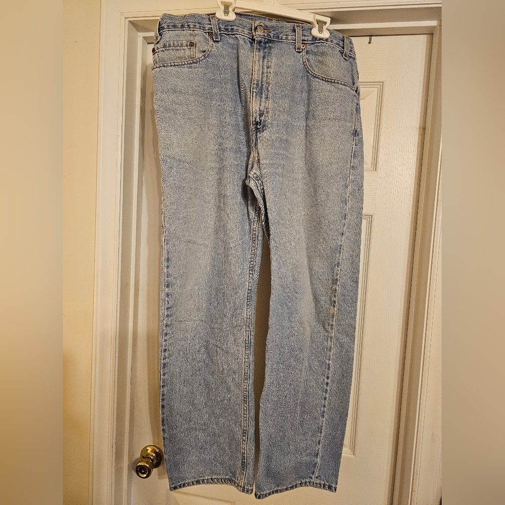 Levi' 505 Regular Fit Straight Leg Classic Blue Denim Jeans Size:W38 L30
